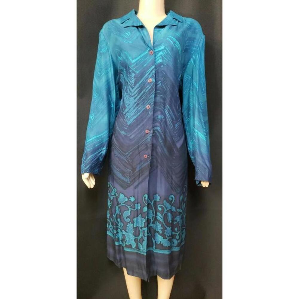 Toby Vintage Cottagecore Blue Size 14 Women's Dress Buttons front #W2